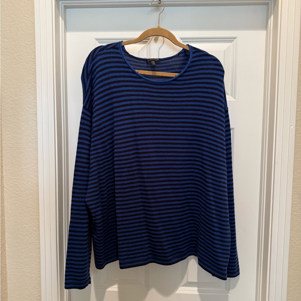 Blue and Black Striped Eileen Fisher XL sweater